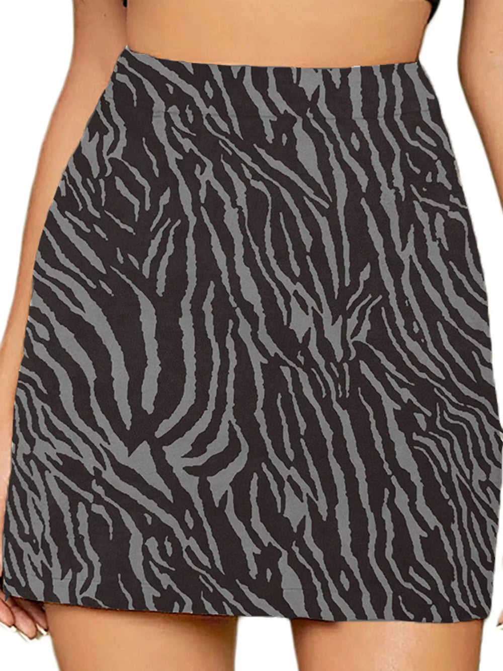 High-Waisted Slit Mini Skirt
