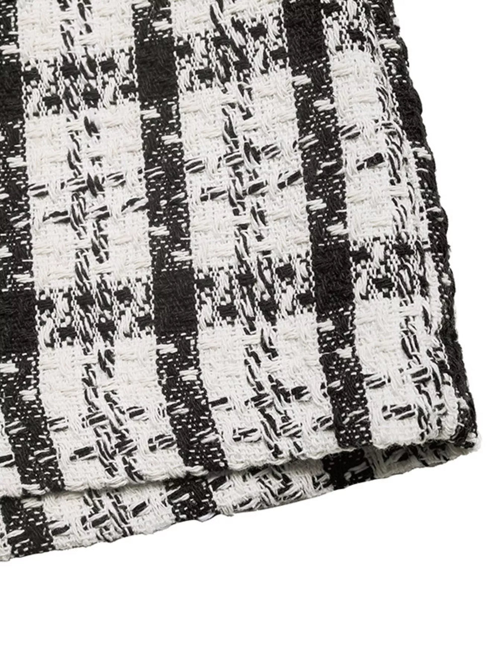 High-Waisted Tweed Plaid Midi Skirt