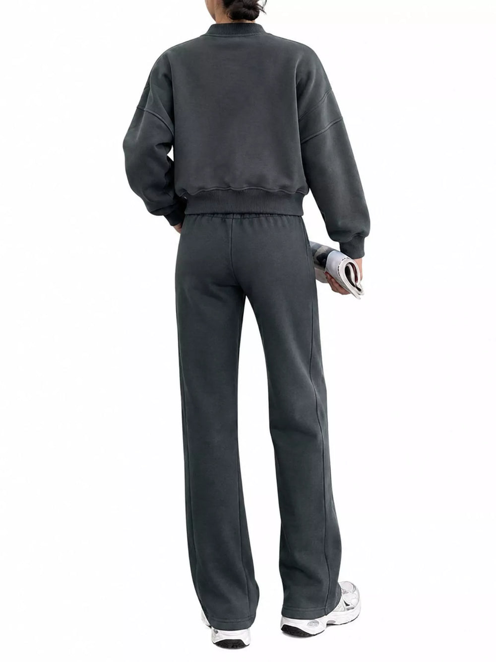 Zip-Up Jacket and Wide-Leg Sweatpants Set