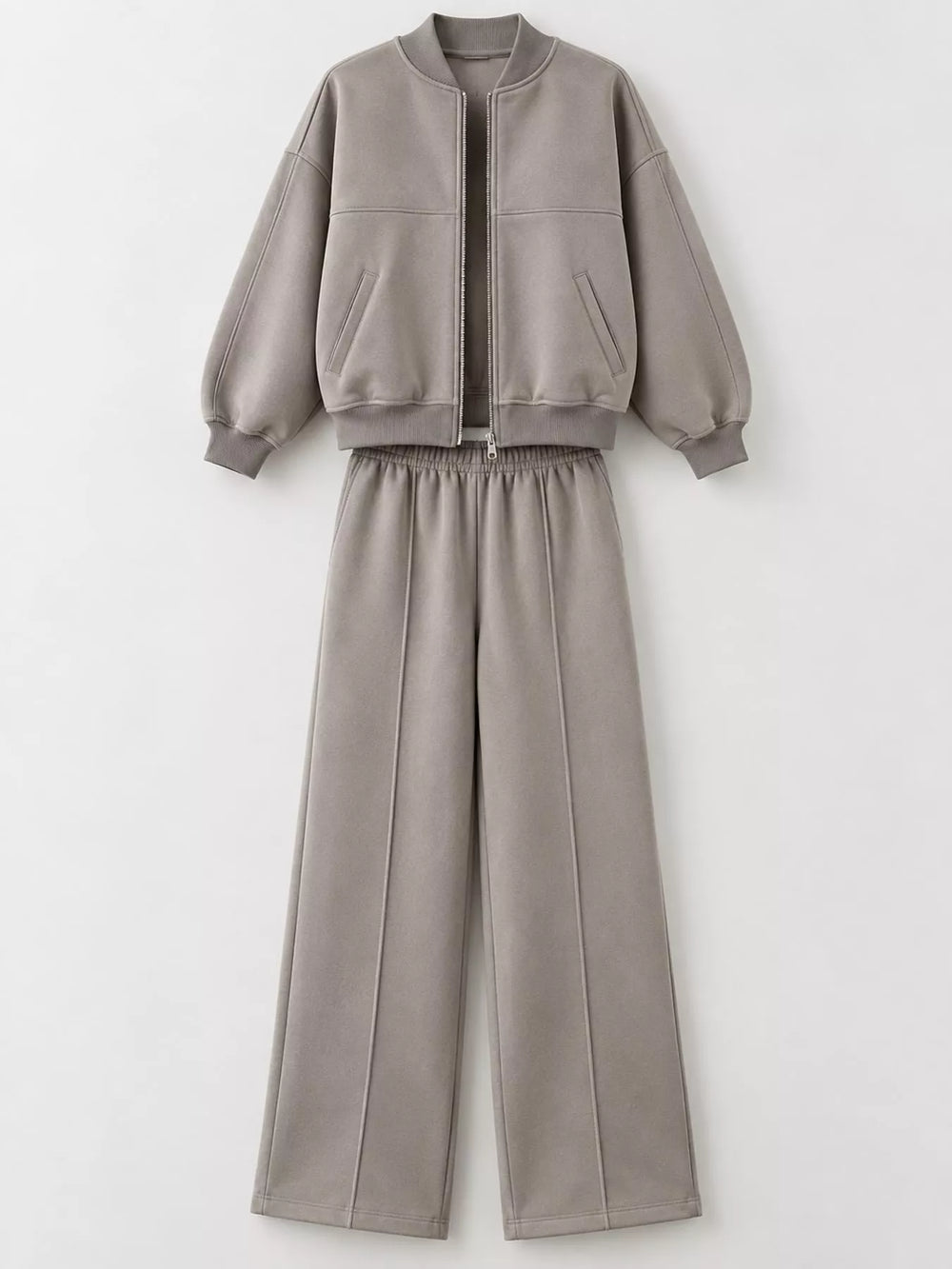 Zip-Up Jacket and Wide-Leg Sweatpants Set