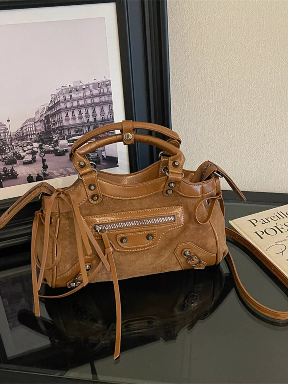 Tassel Faux Leather Handbag
