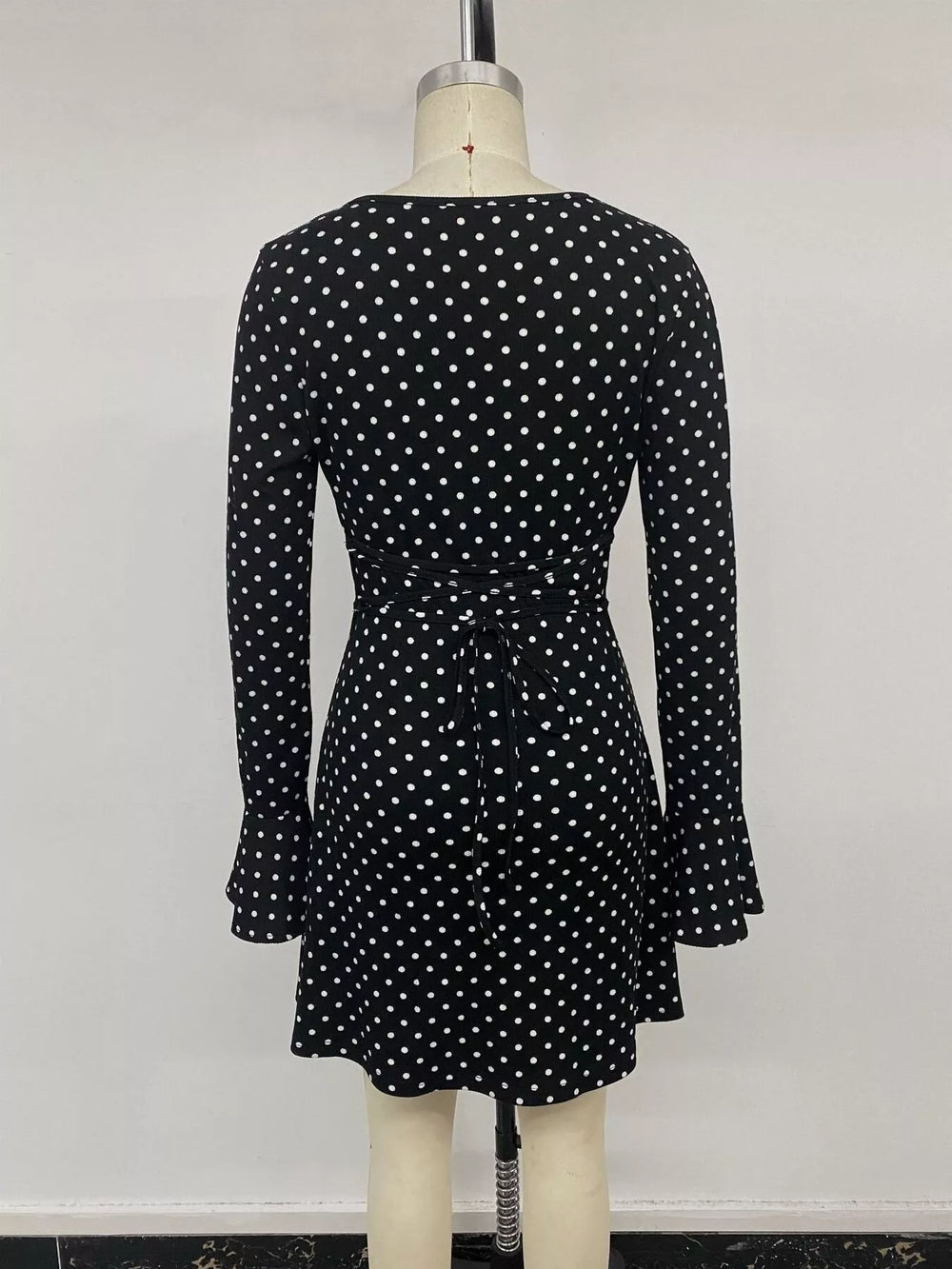 Polka Dot Ruffle Hem Mini Dress