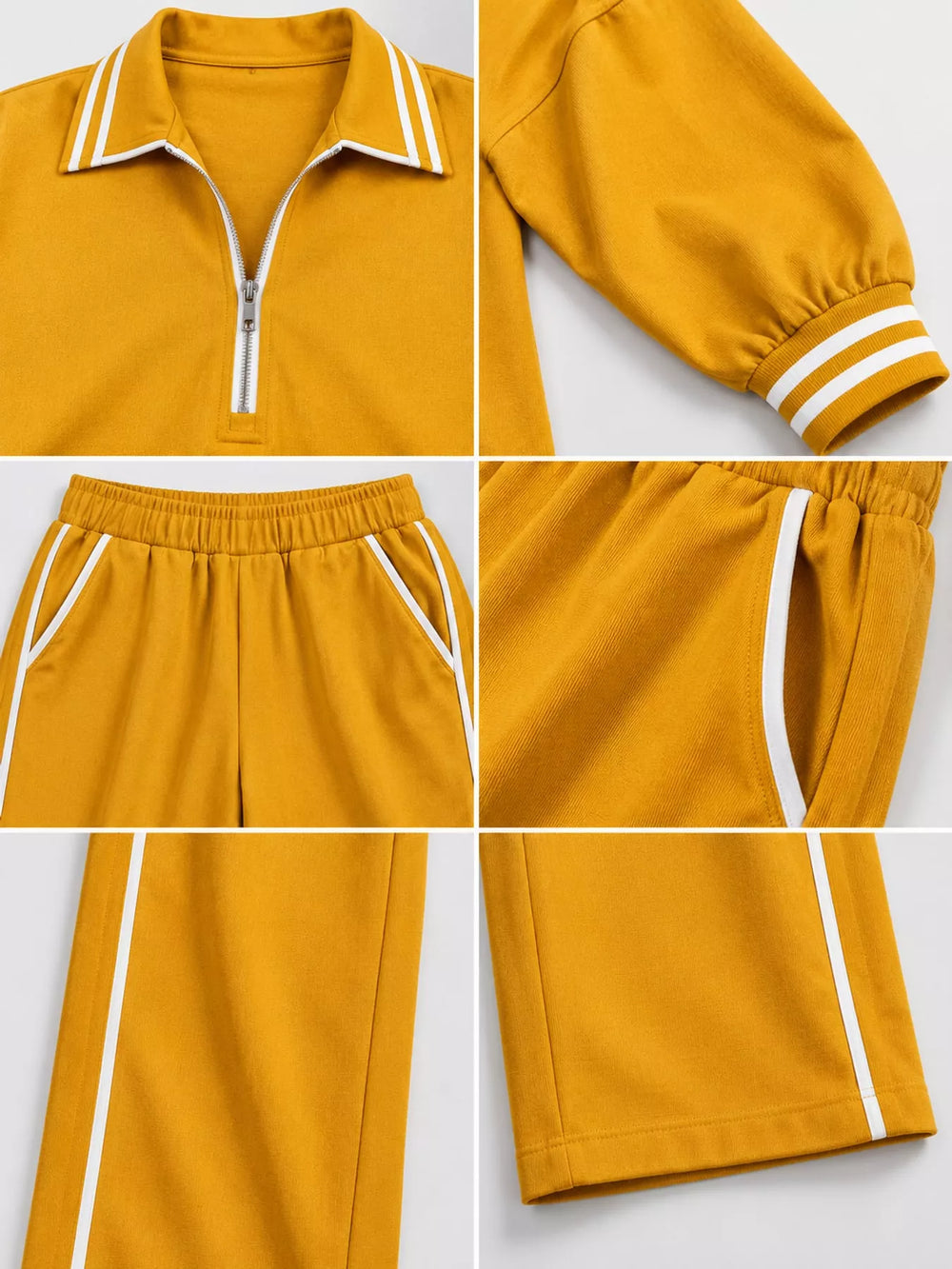Striped Half-Zip Top and Pants Set
