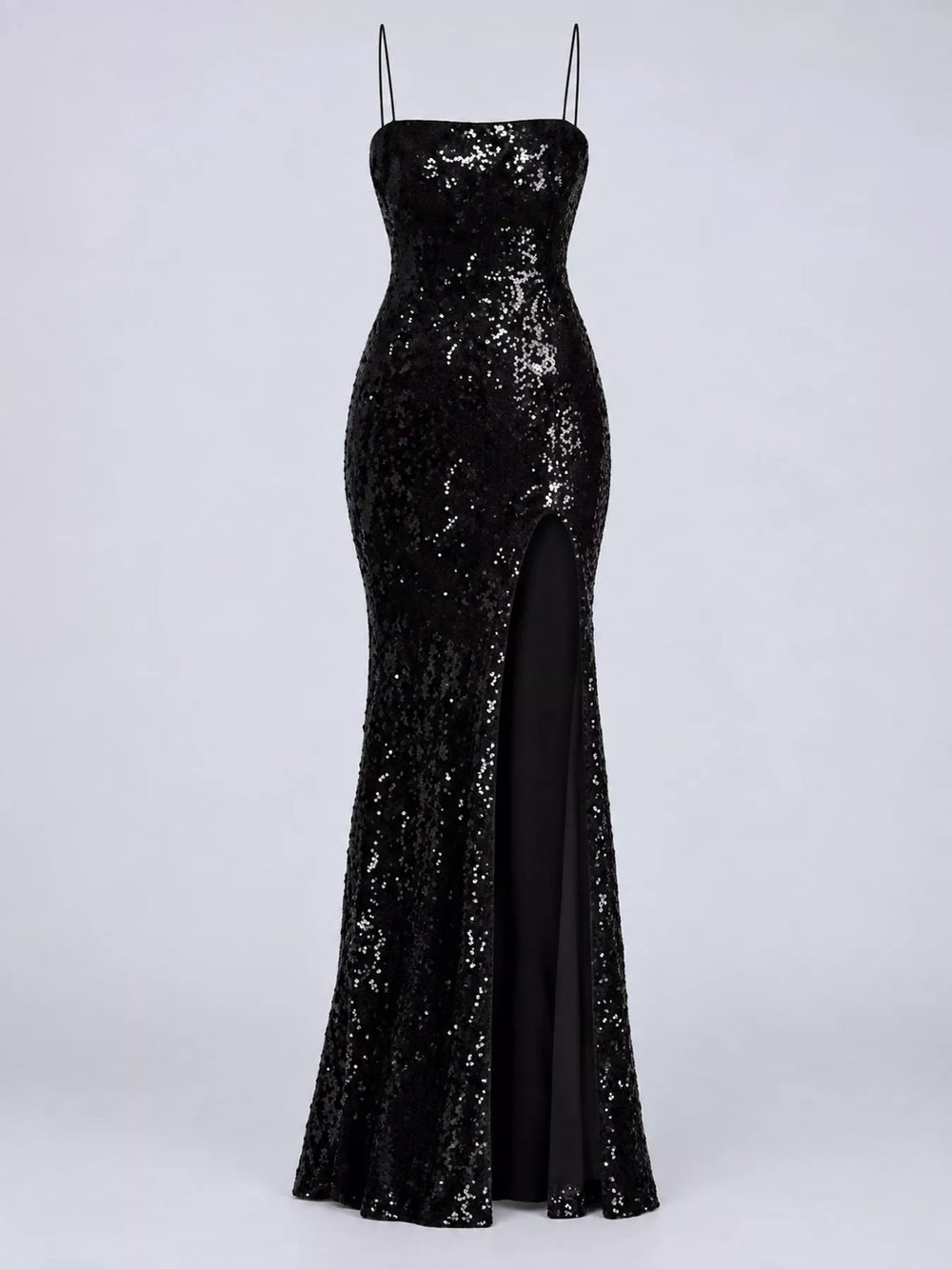 Sequin Embellished Bodycon Backless Evening Dress with Back Lace-Up