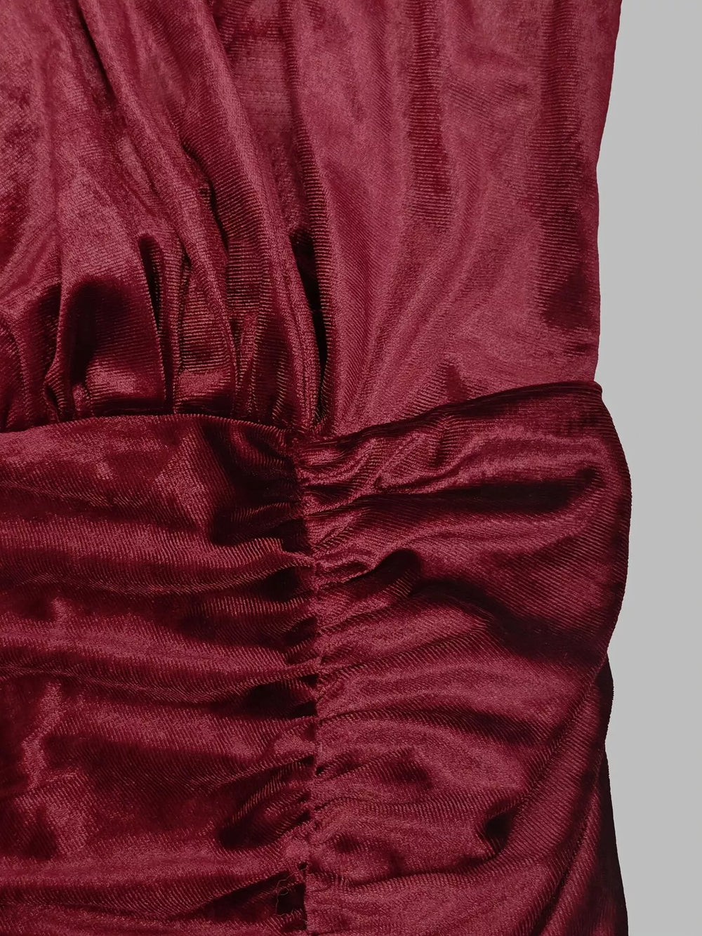 Velvet Mock Neck Ruched Maxi Dress